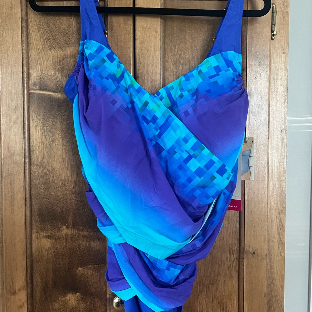 Gottex Blue Multi Ombre Contour Swim -One-Piece